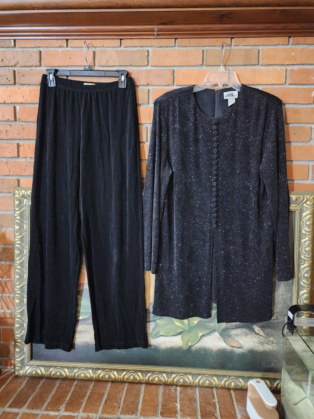 J.B.S. Black Sparkle Top & Wide-Leg Pant & Matching Pants Set. Mix Sizes.
